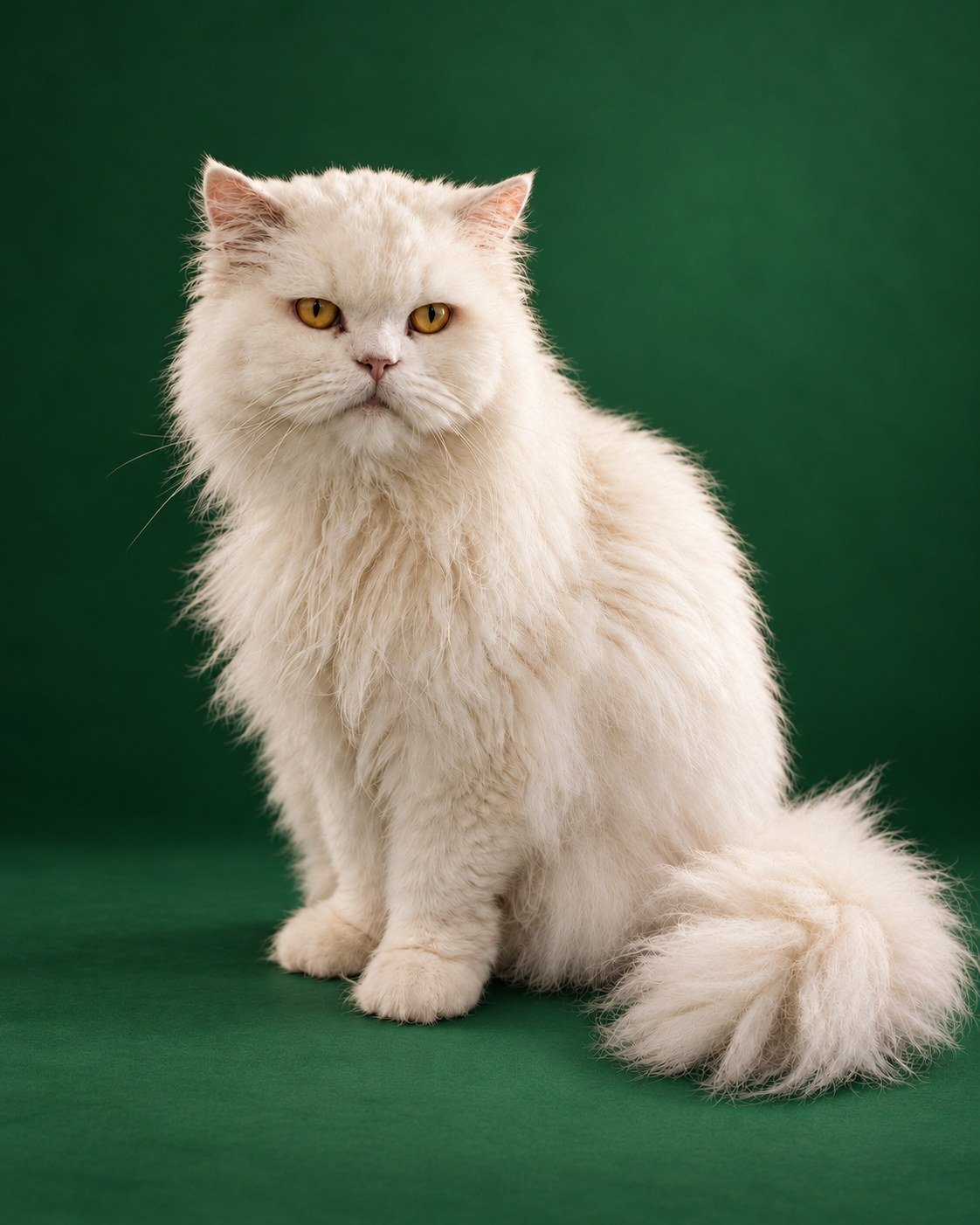 Minosh, Queerly mascot, sitting against an emerald green backdrop